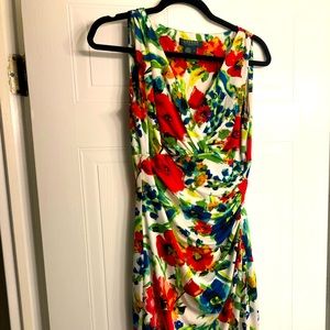 Ralph Lauren Floral Faux Wrap Sleeveless Dress